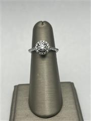 14K WHITE GOLD 1.05CTW DIAMOND HALO ENGAGEMENT RING